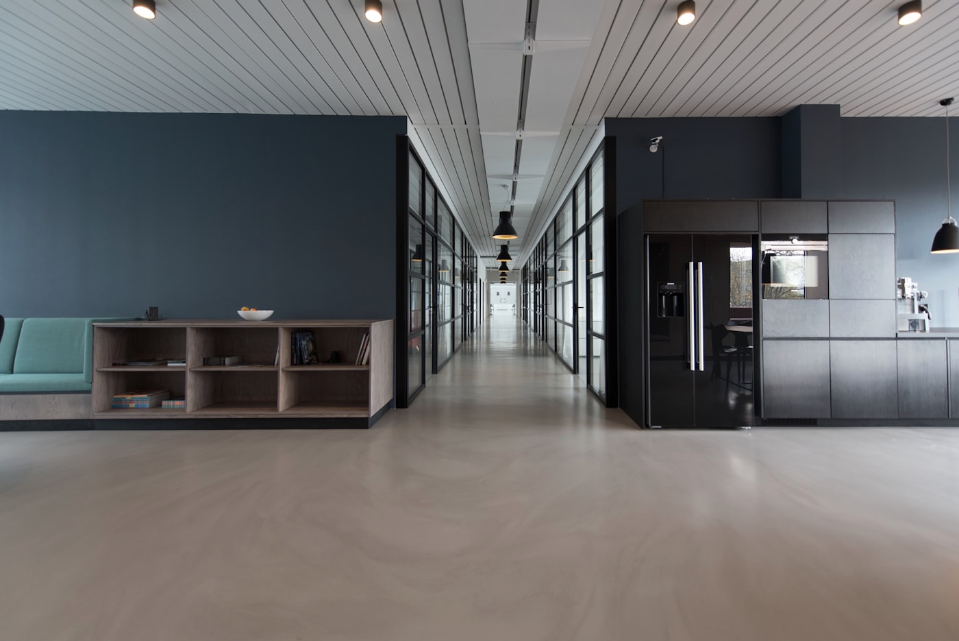 Bright open coworking space with desks and natural light